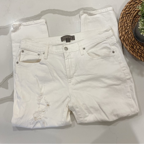 J.Crew Point Sur High rise slim boy White denim jeans - Picture 4 of 13